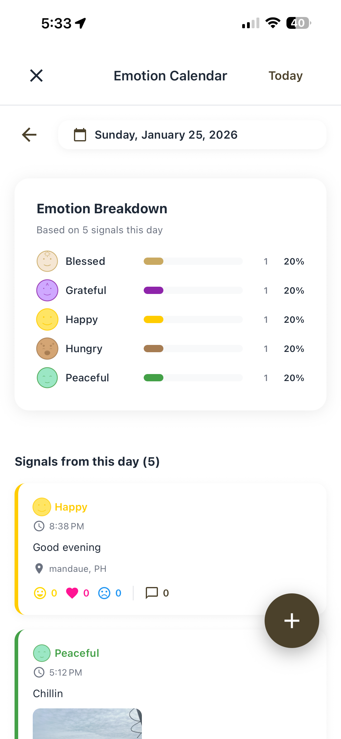 Emotion Breakdown View