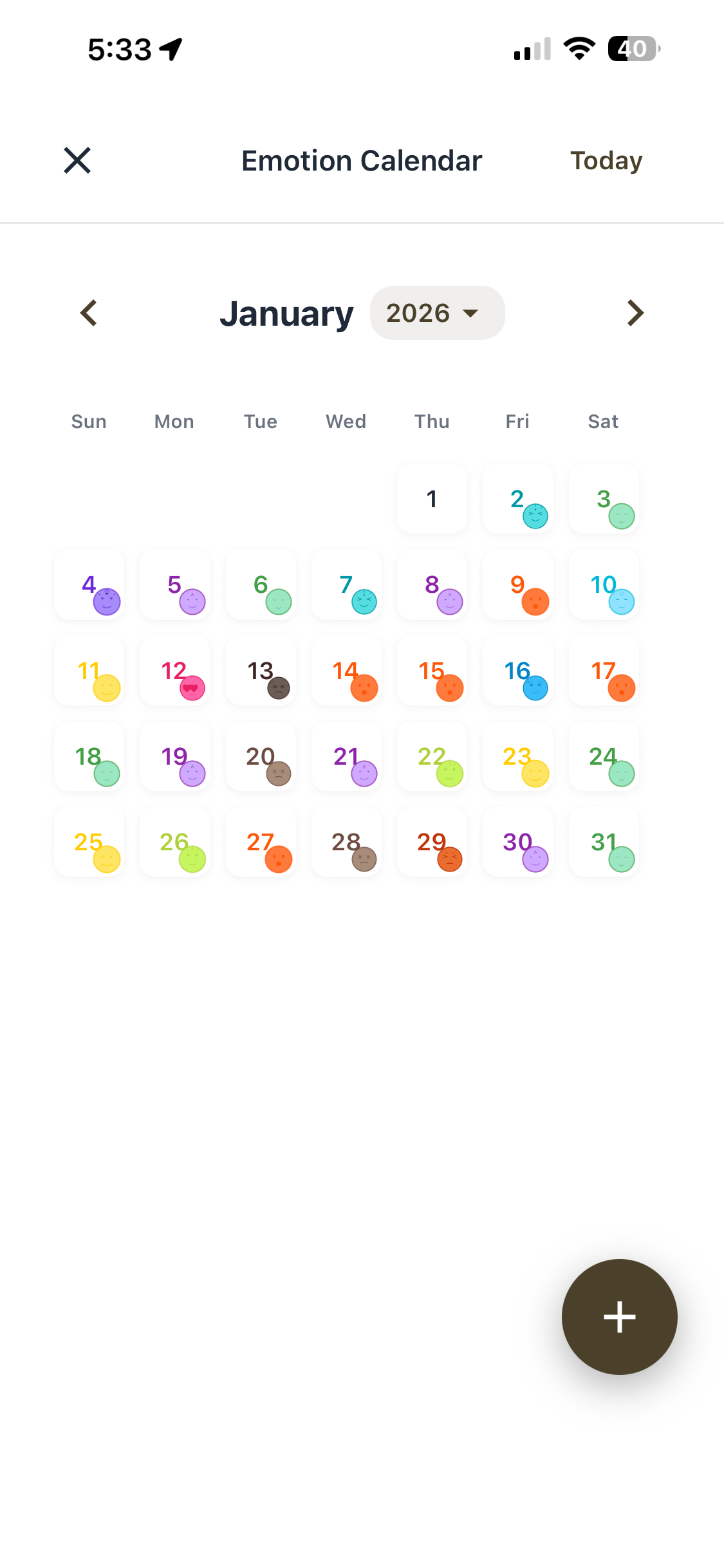 Emotion Calendar View